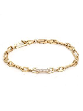 Diamond Link 14K (Custom) Yellow Gold Chain Bracelet